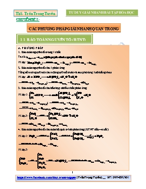 Tài liệu Tư duy nhanh bài tập Hóa học - Trần Trọng Tuyền